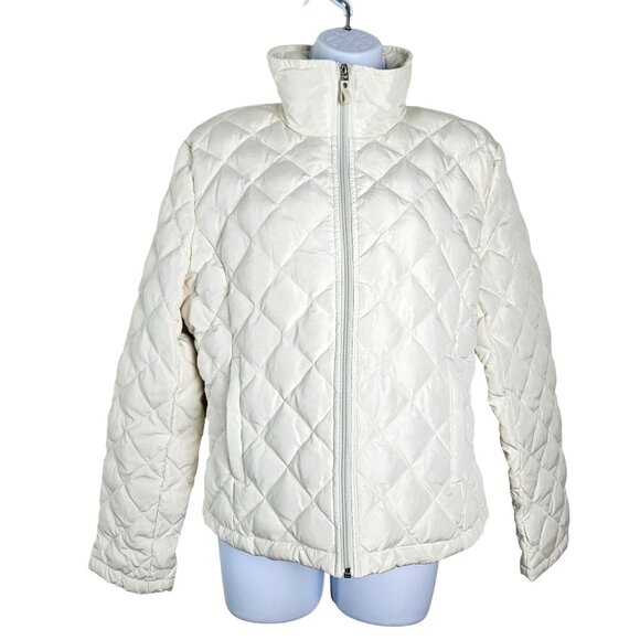 Kenneth Cole Womens Off White Med Quilted Jacket High Collar & Front Pockets - Picture 1 of 10